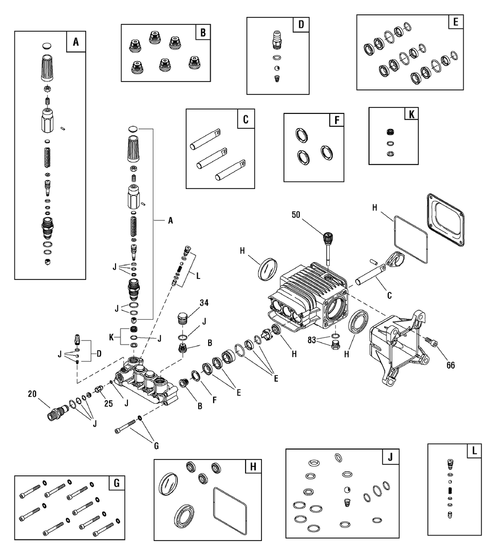 Pump (202026sv) Diagram and Parts List for 020463-0  Briggs and Stratton Pressure Washer